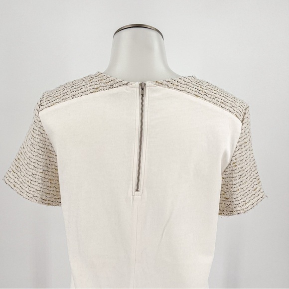 J.Crew Snow Ivory Cream w/ Gold Tweed Short Sleeve Top - Picture 5 of 5
